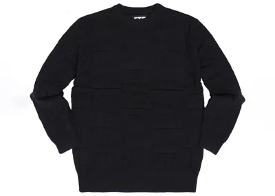 Pre-owned Ftp Men's  Repeat Logo Knit Sweater In Black
