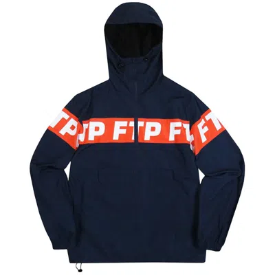 Pre-owned Ftp Men's  Repeat Waterproof Anorak In Jacket Navy Blue