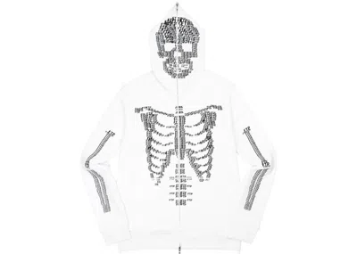 Pre-owned Ftp Men's  Skeleton Full Zip Hoodie In White