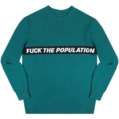 Pre-owned Ftp Men's  Spell Out Knit Sweater In Green