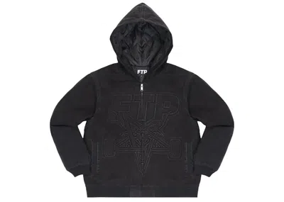 Pre-owned Ftp Men's  Thrasher Hooded Denim Jacket In Black