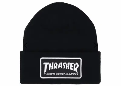 Pre-owned Ftp Men's  Thrasher Logo Beanie In Black