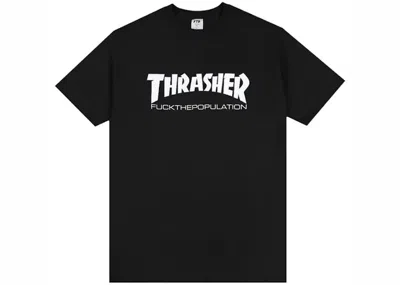 Pre-owned Ftp Men's  Thrasher Logo Tee Shirt In Black