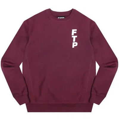 Pre-owned Ftp Men's  Vertical Logo Crewneck Sweatshirt In Maroon