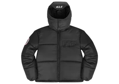 Pre-owned Ftp Men's  World Domination Puffer Jacket In Black