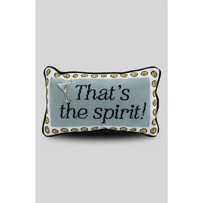 Fubish That's The Spirit Needlepoint Pillow In Blue