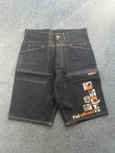 Pre-owned Fubu X Jnco Nos Vintage Y2k Platinum Fubu Fat Albert Jean Shorts Baggy In Denim