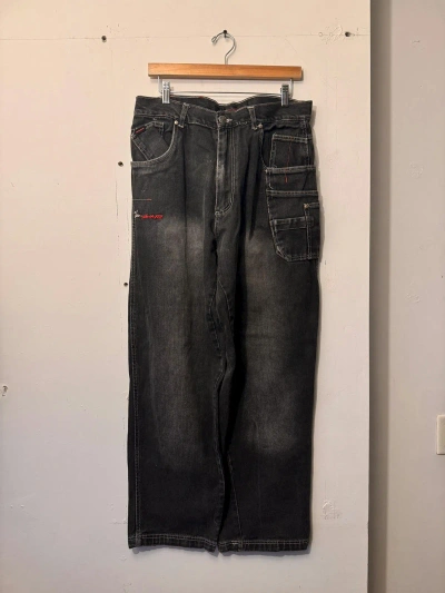 Pre-owned Fubu X Vintage Y2k Faded Fubu Baggy Denim Cargo Jeans 34x32 In Black