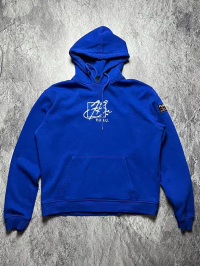 Pre-owned Fubu X Vintage Y2k Fubu Heavyweight Rap Hip-ho Japan Style Hoodie In Blue
