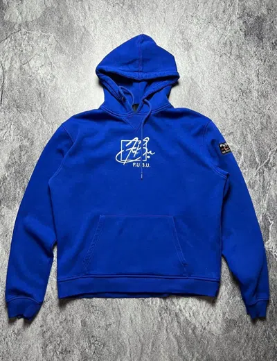 Pre-owned Fubu X Vintage Y2k Fubu Heavyweight Rap Hip-hop Japan Style 90 Hoodie In Blue