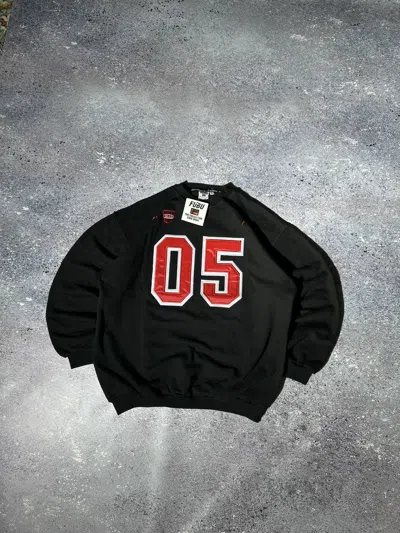 Pre-owned Fubu X Vintage Y2k Rap Sweatshirt Fubu Embroidered Logo Retro In Black