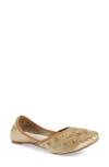Fuchsia Amira Bead & Embroidery Flat In Gold
