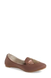 Fuchsia Beaded Bee Ballet Flat In Brown