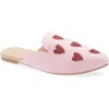 Fuchsia Heart Velvet Flat Mule In Multi