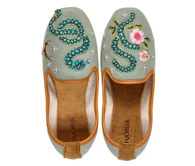 Fuchsia Shoes Women's Green Viper Velvet Olive In Gray
