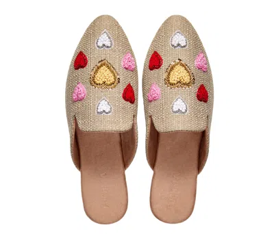 Fuchsia Shoes Women's Neutrals Little Love - Handmade Hearts Embroidered Jute Mules By  - Natural In Multi