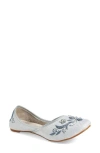 Fuchsia Snowdrop Embroidery Flat In White