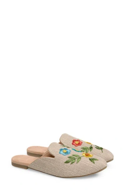 Fuchsia Sunny Meadows Floral Embroidered Mule In Sand