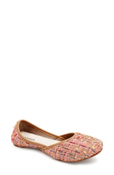 Fuchsia Tweed Jutti Flat In Pink