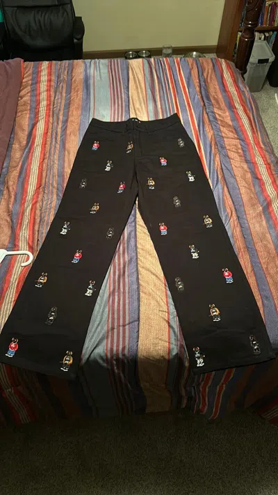 Pre-owned Fuck The Population Ftp Bear Chino Pants In Black