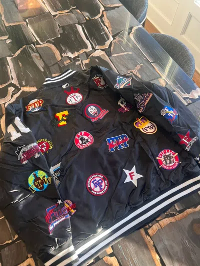 Pre-owned Fuck The Population Ftp League Varsity Jacket Black
