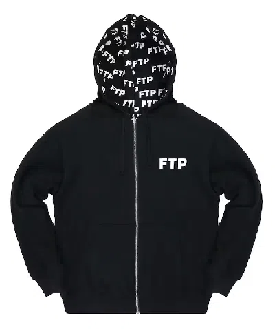 Pre-owned Fuck The Population Ftp Reversible Logo Hoodie In Black