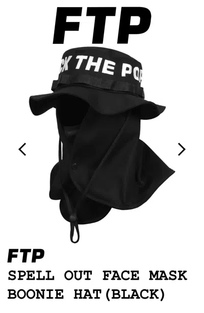 Pre-owned Fuck The Population Ftp Spell Out Face Mask Boonie Hat Black Size L/xl