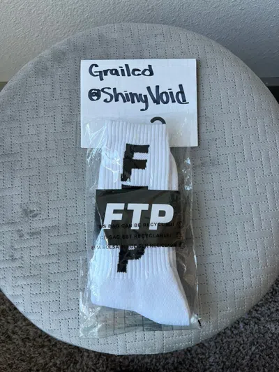 Pre-owned Fuck The Population Ftp Vertical Logo Socks White