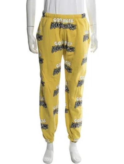 Pre-owned Fucking Awesome Graphic Print Lounge Bottoms In Yellow