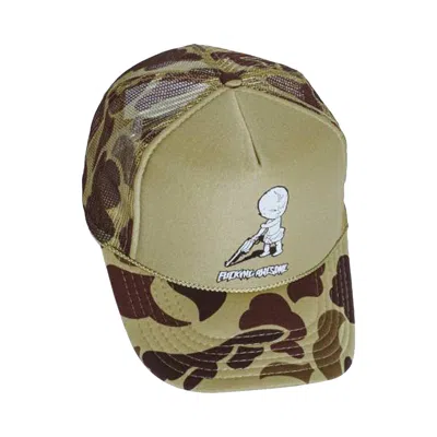Pre-owned Fucking Awesome Gun Soft Foam Trucker Hat 'washed Camo' | Green | Men's Size Onesize