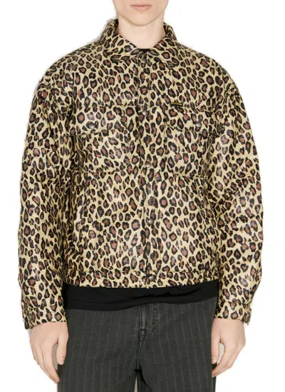 Fucking Awesome Leopard Printed Trucker Jacket In Multi