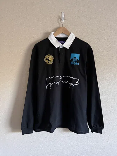 Pre-owned Fucking Awesome Sponsored Outline Rugby Shirt In Black