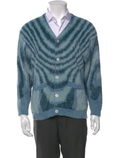 Pre-owned Fucking Awesome Striped V-neck Cardigan In Blue