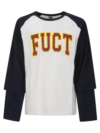 Fuct Double Sleeve Baseball Tee In Patriot Blue Optic White
