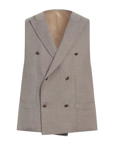 Fugàto Man Tailored Vest Khaki Size 38 Wool In Beige