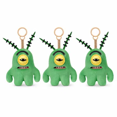 Fuggler Pack Of 3 Zuru  Spongebob Plankton 5 Inch Keyring Plush Funny Ugly Monster In Green