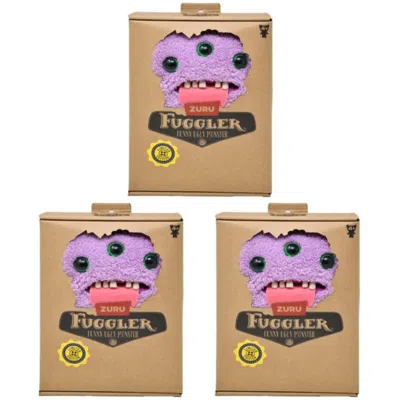 Fuggler Set Of 3 Zuru  Limited Edition Gaptooth Mcgoo Plush Toy 9 Inch In Purple