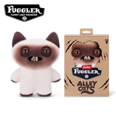 Fuggler Zuru  Alley Cats Yawper Brown 9 Inch Plush Toy In White
