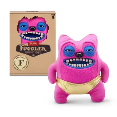 Fuggler Zuru  Gold Fuggs Greedy Grinner Pink Funny Ugly Monster Plush Toy 9 Inch