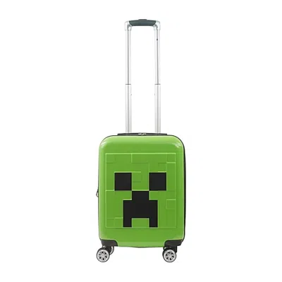 Ful Kids' Minecraft Creeper Big Face Minecraft 21 Inch Hardside Expandable Lightweight Carry-on Spinner Luggag In Green