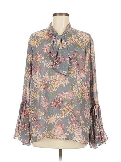 Pre-owned Full Circle Trends Long Sleeve Blouse In Gray