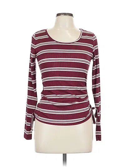 Pre-owned Full Circle Trends Long Sleeve Top Burgundy Boatneck Tops