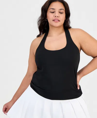 Full Circle Trends Plus Size Halter Neck Sleeveless Top In Black