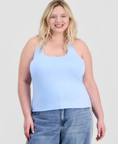 Full Circle Trends Plus Size Halter Neck Sleeveless Top In Blue