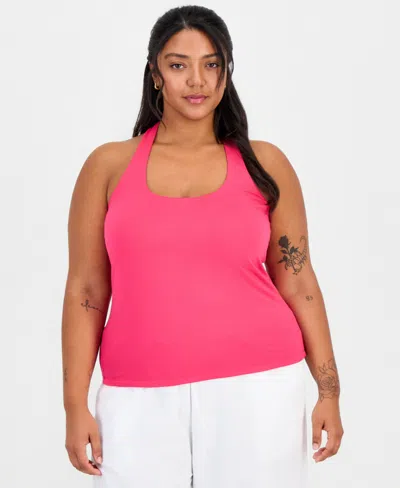 Full Circle Trends Plus Size Halter Neck Sleeveless Top In Pink
