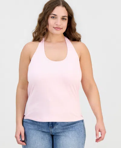 Full Circle Trends Plus Size Halter Neck Sleeveless Top In Pink
