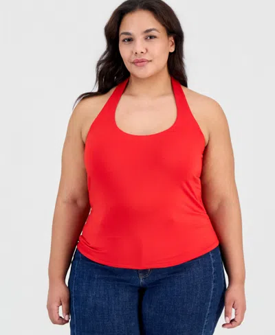 Full Circle Trends Plus Size Halter Neck Sleeveless Top In Red