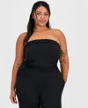 Full Circle Trends Plus Size Pull-on Tube Top In Black