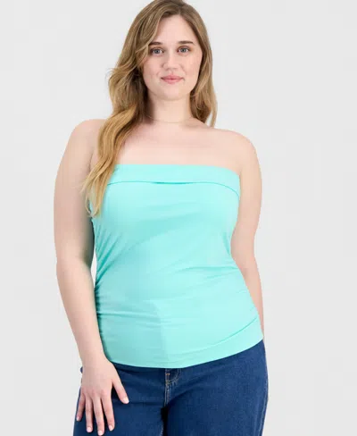 Full Circle Trends Plus Size Pull-on Tube Top In Green
