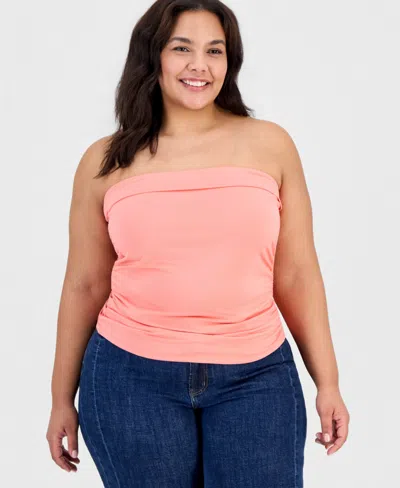 Full Circle Trends Plus Size Pull-on Tube Top In Pink